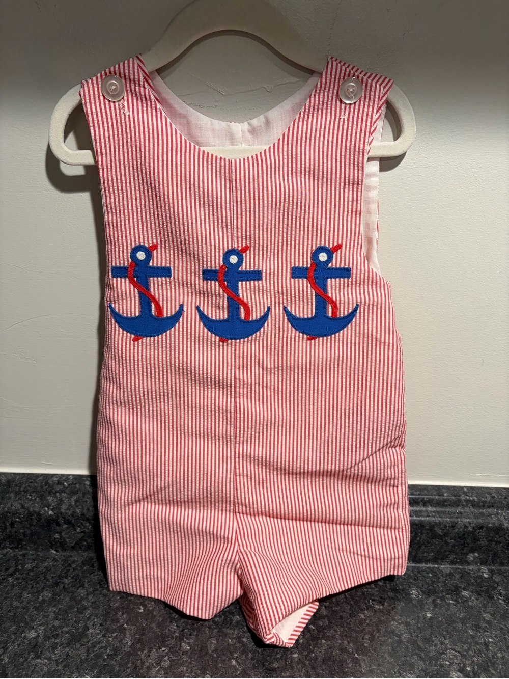 Vintage Kelly's Kids Romper Embroidered Anchors Sleeveless Stripes Size 4